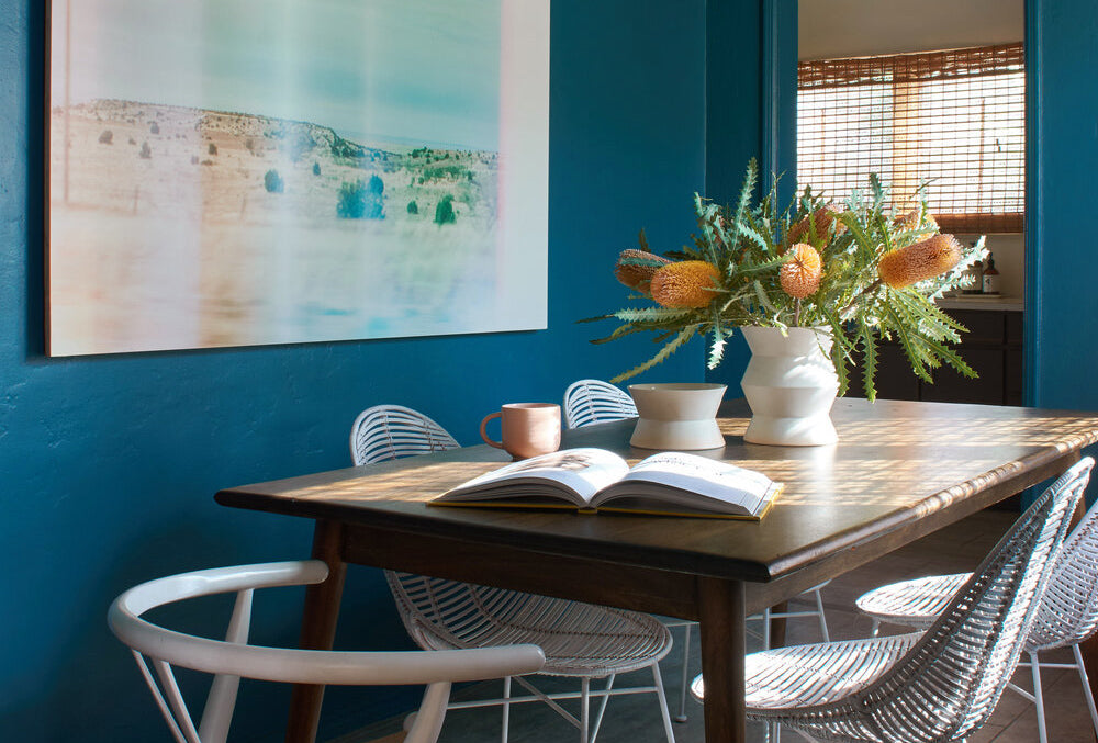 Teal shop dining room