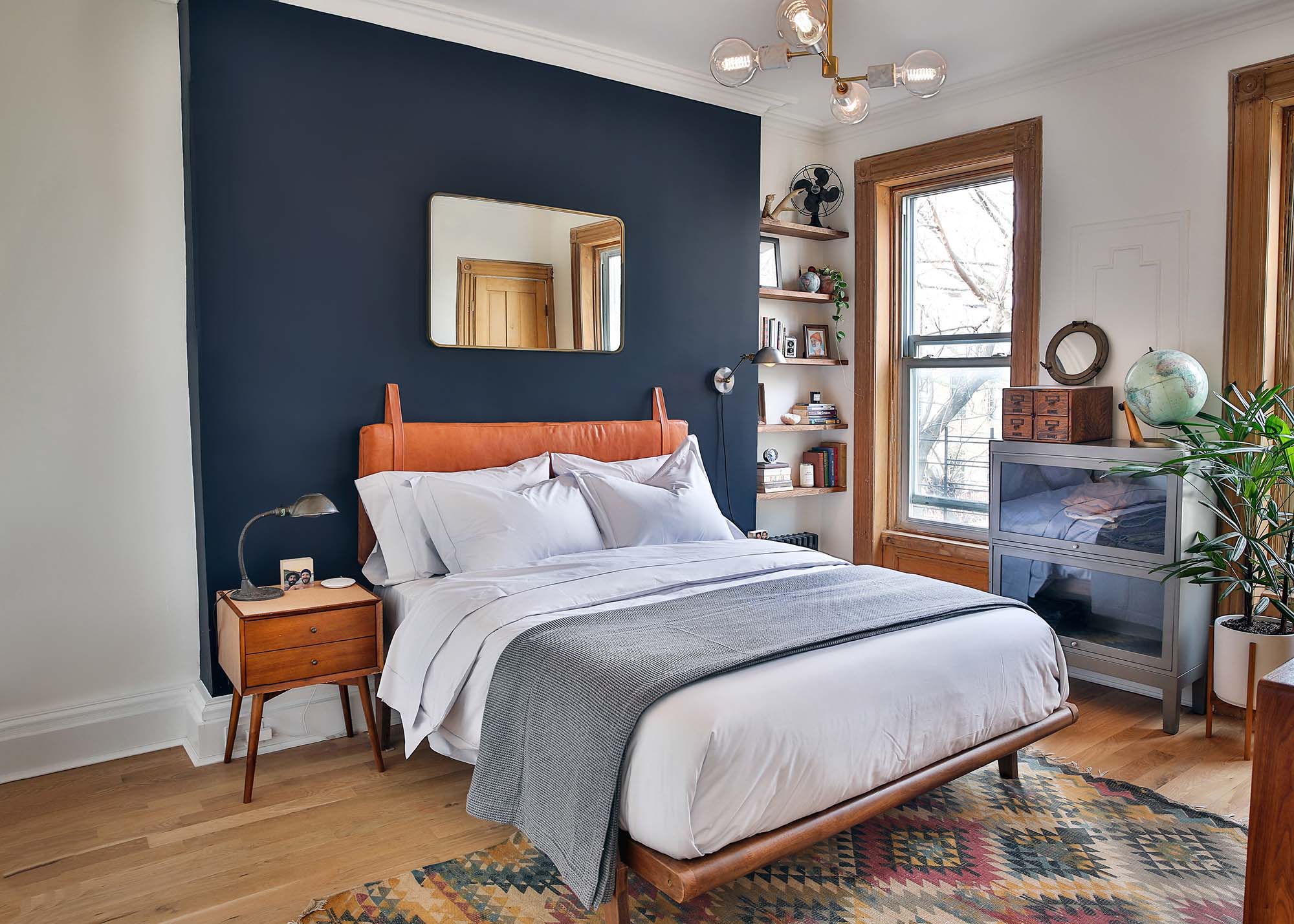 Dark Blue Accent Wall Bedroom
