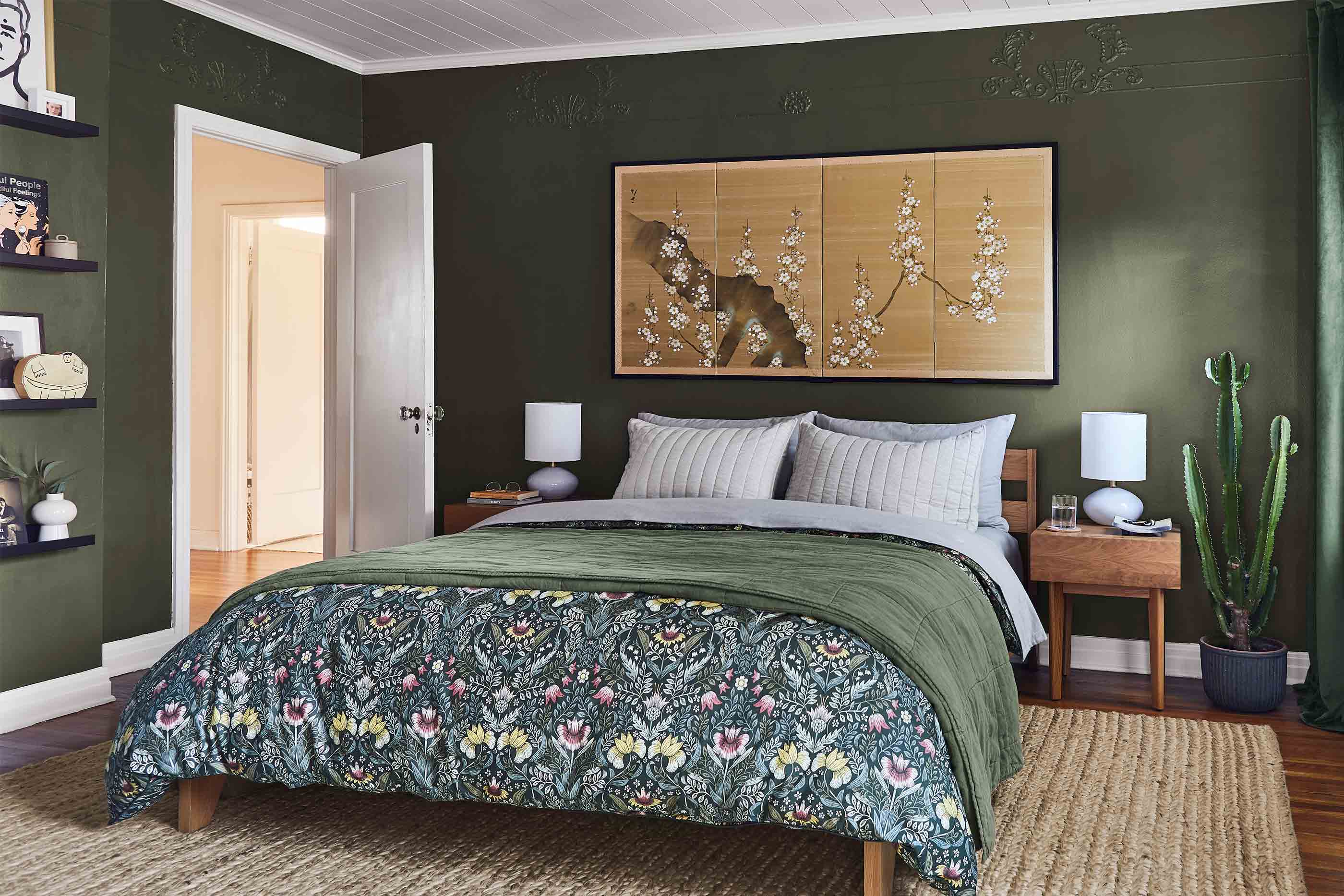 Peek Inside This Dark Green Bedroom For Major Small Space Inspo Clare Peek Inside This Dark Green Bedroom For Major Small Space Inspo Clare