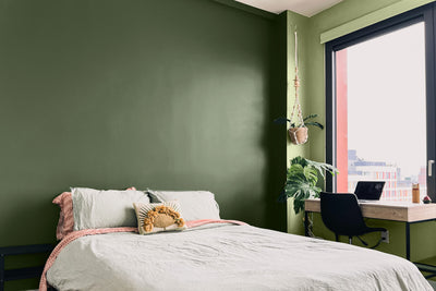 A Two-Tone Approach Gives this Green Bedroom a Vibrant New Life
