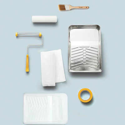 Our 7-Piece Paint Roller Kit has everything you need to paint like a pro. Includes paint roller frame & cover, metal tray, painter's tape, drop cloth and more.