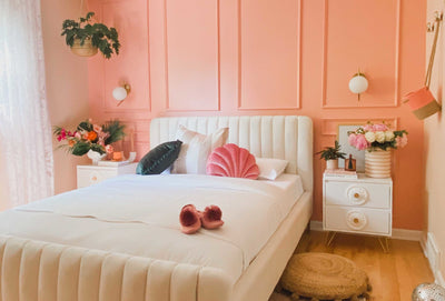 How Peel and Stick Molding and a Bold New Hue Transformed This Guest Room