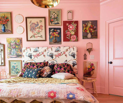 This Patterned Guest Room Is Bursting With Pink Decor Ideas