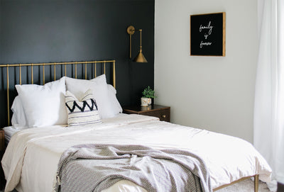 This Inviting Guest Room Makes The Case for Black Accent Walls in Bedrooms